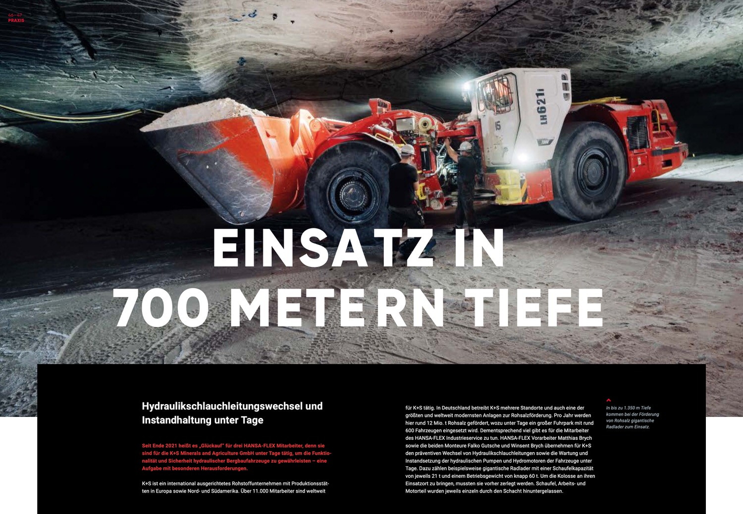 Industriefotografie — HANSA-FLEX 700m unter der Erde